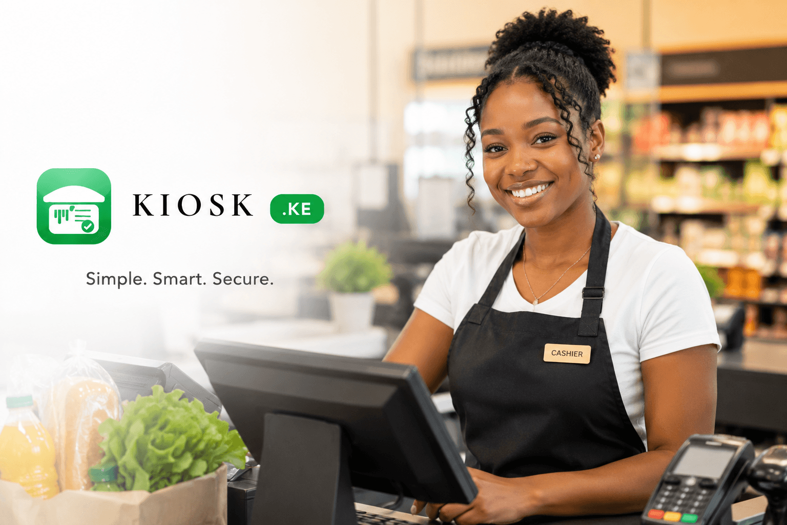 Kiosk point of sale built by shop owners — scan, M-Pesa STK, and in-store checkout